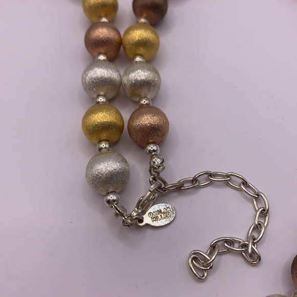 Vintage 27" Mark Zunino For Nolan Miller Three Tone Metal Beaded Necklace - Picture 3 of 3